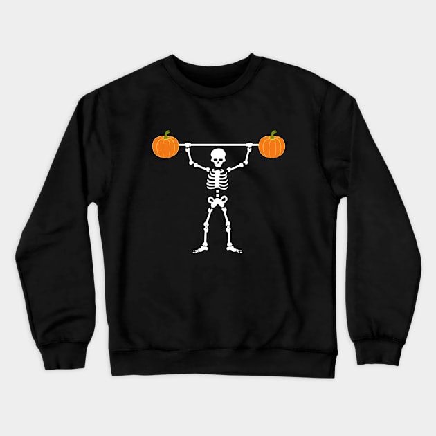 Skeleton Pumpkin Lifting Halloween Gift Crewneck Sweatshirt by ChrisWilson